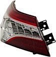 Driver Side, Outer Tail Light, with Bulb, LED, Clear and Red Lens, CAPA CERTIFIED