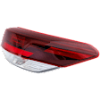 Passenger Side, Outer Tail Light, with Bulb, LED, Clear and Red Lens