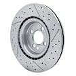 ECE-32008 Front, Driver or Passenger Side Brake Disc, Cross-drilled and Slotted, 1.6L, 4Cyl