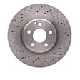 EXE-63033 Front, Driver or Passenger Side Brake Disc, Cross-drilled and Slotted