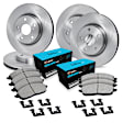WFWH2-03056 Front and Rear Brake Disc and Pad Kit, Plain Surface Ceramic R1 eLINE Silver Rotors with Ceramic Pads Series