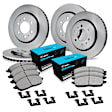 WFWH2-37002 Front and Rear Brake Disc and Pad Kit, Plain Surface, Front - 295 mm, Rear - 305 mm, Ceramic, R1 eLINE Silver Rotors with Ceramic Pads Series