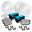 WFWH2-67001 Front and Rear Brake Disc and Pad Kit, Plain Surface, Front - 267 mm, Rear - 279 mm, Ceramic, R1 eLINE Silver Rotors with Ceramic Pads Series