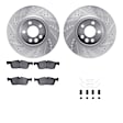 WGTH1-11024 Front Brake Disc and Pad Kit, Silver zinc-plated, Cross-drilled and Slotted, 356 mm, Ceramic, R1 eLINE Silver Rotors with European Ceramic Pads Series