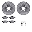 WGTH1-27046 Front Brake Disc and Pad Kit, Silver zinc-plated, Cross-drilled and Slotted, 300 mm, Ceramic, R1 eLINE Silver Rotors with European Ceramic Pads Series