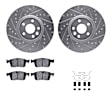 WGTH1-27053 Front Brake Disc and Pad Kit, Silver zinc-plated, Cross-drilled and Slotted, 330 mm, Ceramic, R1 eLINE Silver Rotors with European Ceramic Pads Series