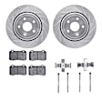 WGTH1-42006 Rear Brake Disc and Pad Kit, Silver zinc-plated, Cross-drilled and Slotted, 366 mm, Ceramic, R1 eLINE Silver Rotors with European Ceramic Pads Series
