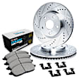 WGTH1-46003 Front Brake Disc and Pad Kit, Silver zinc-plated, Cross-drilled and Slotted, 330 mm, Ceramic, R1 eLINE Silver Rotors with European Ceramic Pads Series