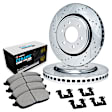 WGTH1-48003 Front Brake Disc and Pad Kit, Silver zinc-plated, Cross-drilled and Slotted, 340 mm, Ceramic, R1 eLINE Silver Rotors with European Ceramic Pads Series