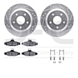 WGTH1-52000 Rear Brake Disc and Pad Kit, Silver zinc-plated, Cross-drilled and Slotted, 305 mm, Ceramic, R1 eLINE Silver Rotors with European Ceramic Pads Series