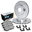WGTH1-56001 Rear Brake Disc and Pad Kit, Silver zinc-plated, Cross-drilled and Slotted, 267 mm, Ceramic, R1 eLINE Silver Rotors with European Ceramic Pads Series
