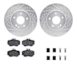 WGTH1-63000 Front Brake Disc and Pad Kit, Silver zinc-plated, Cross-drilled and Slotted, 292 mm, Ceramic, R1 eLINE Silver Rotors with European Ceramic Pads Series