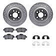 WGTH1-63087 Rear Brake Disc and Pad Kit, Silver zinc-plated, Cross-drilled and Slotted, 333 mm, Ceramic, R1 eLINE Silver Rotors with European Ceramic Pads Series