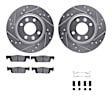 WGTH1-63091 Front Brake Disc and Pad Kit, Silver zinc-plated, Cross-drilled and Slotted, 258 mm, Ceramic, R1 eLINE Silver Rotors with European Ceramic Pads Series