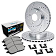 WGTH1-63091 Front Brake Disc and Pad Kit, Silver zinc-plated, Cross-drilled and Slotted, 258 mm, Ceramic, R1 eLINE Silver Rotors with European Ceramic Pads Series