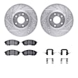 WGTH1-67002 Front Brake Disc and Pad Kit, Silver zinc-plated, Cross-drilled and Slotted, 330 mm, Ceramic, R1 eLINE Silver Rotors with European Ceramic Pads Series