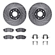 WGTH1-67002 Front Brake Disc and Pad Kit, Silver zinc-plated, Cross-drilled and Slotted, 330 mm, Ceramic, R1 eLINE Silver Rotors with European Ceramic Pads Series