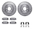 WGTH1-67003 Rear Brake Disc and Pad Kit, Silver zinc-plated, Cross-drilled and Slotted, 315 mm, Ceramic, R1 eLINE Silver Rotors with European Ceramic Pads Series