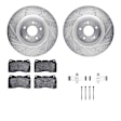 WGTH1-72003 Front Brake Disc and Pad Kit, Silver zinc-plated, Cross-drilled and Slotted, 351 mm, Ceramic, R1 eLINE Silver Rotors with European Ceramic Pads Series