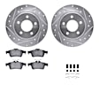 WGTH1-80001 Rear Brake Disc and Pad Kit, Silver zinc-plated, Cross-drilled and Slotted, 279 mm, Ceramic, R1 eLINE Silver Rotors with European Ceramic Pads Series