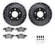 WGTH1-80001 Rear Brake Disc and Pad Kit, Silver zinc-plated, Cross-drilled and Slotted, 279 mm, Ceramic, R1 eLINE Silver Rotors with European Ceramic Pads Series