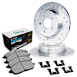 WGTH1-80001 Rear Brake Disc and Pad Kit, Silver zinc-plated, Cross-drilled and Slotted, 279 mm, Ceramic, R1 eLINE Silver Rotors with European Ceramic Pads Series