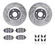 WGTH1-80008 Front Brake Disc and Pad Kit, Silver zinc-plated, Cross-drilled and Slotted, 292 mm, Ceramic, R1 eLINE Silver Rotors with European Ceramic Pads Series
