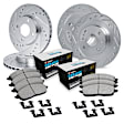 WGTH2-54002 Front and Rear Brake Disc and Pad Kit, Silver zinc-plated, Cross-drilled and Slotted, Front - 305 mm, Rear - 279 mm, Ceramic, R1 eLINE Silver Rotors with European Ceramic Pads Series