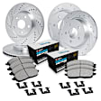 WGTH2-74003 Front and Rear Brake Disc and Pad Kit, Silver zinc-plated, Cross-drilled and Slotted, Front - 279 mm, Rear - 267 mm, Ceramic, R1 eLINE Silver Rotors with European Ceramic Pads Series