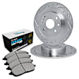 WGTN1-14000 Front Brake Disc and Pad Kit, Cross-drilled and Slotted Ceramic R1 eLINE Silver Rotors with European Ceramic Pads Series