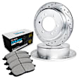 WGTN1-16001 Rear Brake Disc and Pad Kit, Silver zinc-plated, Cross-drilled and Slotted, 249 mm, Ceramic, R1 eLINE Silver Rotors with European Ceramic Pads Series