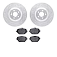 WGTN1-63083 Rear Brake Disc and Pad Kit, Silver zinc-plated, Cross-drilled and Slotted, 361 mm, Ceramic, R1 eLINE Silver Rotors with European Ceramic Pads Series