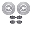 WGTN1-63083 Rear Brake Disc and Pad Kit, Silver zinc-plated, Cross-drilled and Slotted, 361 mm, Ceramic, R1 eLINE Silver Rotors with European Ceramic Pads Series
