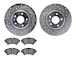 WGTN1-73049 Rear Brake Disc and Pad Kit, Silver zinc-plated, Cross-drilled and Slotted, 300 mm, Ceramic, R1 eLINE Silver Rotors with European Ceramic Pads Series