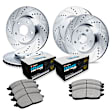 WGTN2-20005 Front and Rear Brake Disc and Pad Kit, Silver zinc-plated, Cross-drilled and Slotted, Front - 356 mm, Rear - 351 mm, Ceramic, R1 eLINE Silver Rotors with European Ceramic Pads Series