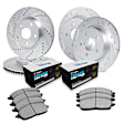 WGTN2-74009 Front and Rear Brake Disc and Pad Kit, Silver zinc-plated, Cross-drilled and Slotted, Front - 325 mm, Rear - 272 mm, Ceramic, R1 eLINE Silver Rotors with European Ceramic Pads Series