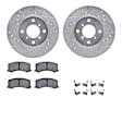 WGUH1-01001 Front Brake Disc and Pad Kit, Silver zinc-plated, Cross-drilled and Slotted, 267 mm, OE Replacement, R1 eLINE Silver Rotors wtih Optimum OEp Pads Series