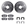 WGUH1-03020 Front Brake Disc and Pad Kit, Silver zinc-plated, Cross-drilled and Slotted, 279 mm, OE Replacement, R1 eLINE Silver Rotors wtih Optimum OEp Pads Series