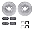 WGUH1-03045 Front Brake Disc and Pad Kit, Silver zinc-plated, Cross-drilled and Slotted, 305 mm, OE Replacement, R1 eLINE Silver Rotors wtih Optimum OEp Pads Series