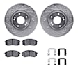 WGUH1-03045 Front Brake Disc and Pad Kit, Silver zinc-plated, Cross-drilled and Slotted, 305 mm, OE Replacement, R1 eLINE Silver Rotors wtih Optimum OEp Pads Series