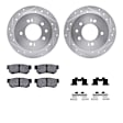WGUH1-03058 Rear Brake Disc and Pad Kit, Silver zinc-plated, Cross-drilled and Slotted, 274 mm, OE Replacement, R1 eLINE Silver Rotors wtih Optimum OEp Pads Series