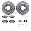 WGUH1-03071 Rear Brake Disc and Pad Kit, Silver zinc-plated, Cross-drilled and Slotted, 269 mm, OE Replacement, R1 eLINE Silver Rotors wtih Optimum OEp Pads Series