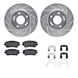 WGUH1-03093 Front Brake Disc and Pad Kit, Silver zinc-plated, Cross-drilled and Slotted, 318 mm, OE Replacement, R1 eLINE Silver Rotors wtih Optimum OEp Pads Series