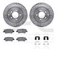 WGUH1-03095 Rear Brake Disc and Pad Kit, Silver zinc-plated, Cross-drilled and Slotted, 325 mm, OE Replacement, R1 eLINE Silver Rotors wtih Optimum OEp Pads Series