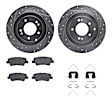 WGUH1-03095 Rear Brake Disc and Pad Kit, Silver zinc-plated, Cross-drilled and Slotted, 325 mm, OE Replacement, R1 eLINE Silver Rotors wtih Optimum OEp Pads Series