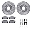 WGUH1-03097 Front Brake Disc and Pad Kit, Silver zinc-plated, Cross-drilled and Slotted, 318 mm, OE Replacement, R1 eLINE Silver Rotors wtih Optimum OEp Pads Series