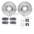 WGUH1-03112 Rear Brake Disc and Pad Kit, Silver zinc-plated, Cross-drilled and Slotted, 292 mm, OE Replacement, R1 eLINE Silver Rotors wtih Optimum OEp Pads Series