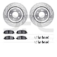 WGUH1-03447 Rear Brake Disc and Pad Kit, Silver zinc-plated, Cross-drilled and Slotted, 314 mm, OE Replacement, R1 eLINE Silver Rotors wtih Optimum OEp Pads Series