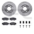 WGUH1-11009 Front Brake Disc and Pad Kit, Silver zinc-plated, Cross-drilled and Slotted, 330 mm, OE Replacement, R1 eLINE Silver Rotors wtih Optimum OEp Pads Series