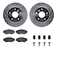 WGUH1-11009 Front Brake Disc and Pad Kit, Silver zinc-plated, Cross-drilled and Slotted, 330 mm, OE Replacement, R1 eLINE Silver Rotors wtih Optimum OEp Pads Series